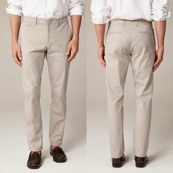 J. Crew 770 Straight-fit Tech Oxford Pants Khaki Tan Gray NWT Men’s 33x30 - Picture 1 of 7